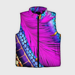 Женский жилет Чешуя и розовое перо, цвет: 3D-черный