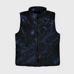 Женский жилет Чёрно-синий абстрактный космос, цвет: 3D-черный