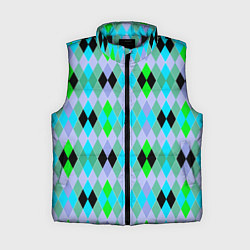 Женский жилет Геометрический узор с разноцветными ромбами, цвет: 3D-черный