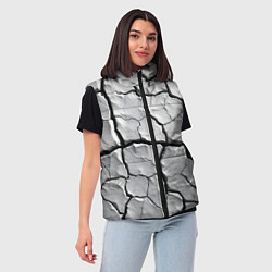 Женский жилет Серая растрескавшаяся глина, цвет: 3D-черный — фото 2
