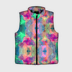 Женский жилет Яркие абстрактные разводы акварели, цвет: 3D-черный