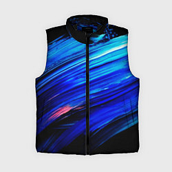 Женский жилет Синии кисти краски на черном, цвет: 3D-черный