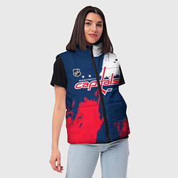 Женский жилет Вашингтон Кэпиталз - брызги красок, цвет: 3D-черный — фото 2