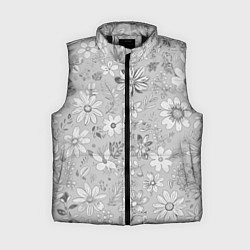 Женский жилет Цветочный светло-серый паттерн, цвет: 3D-черный