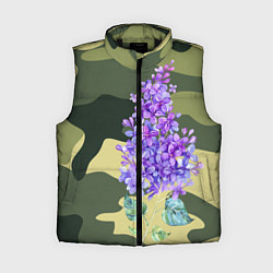 Женский жилет Камуфляж с сиренью, цвет: 3D-черный
