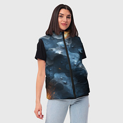 Женский жилет Синий камуфляж с каплями, цвет: 3D-черный — фото 2