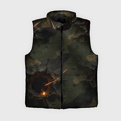 Женский жилет Огненные следы от пуль на камуфляже, цвет: 3D-черный
