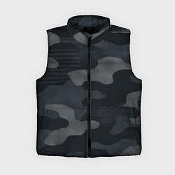 Женский жилет Текстура - камуфляжная синяя ткань, цвет: 3D-черный