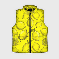 Женский жилет Яркий лимонный узор - паттерн, цвет: 3D-черный