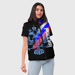 Женский жилет Россия с флагом и гербом на чёрном фоне, цвет: 3D-черный — фото 2