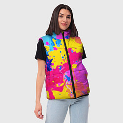 Женский жилет Яркие пятна акриловой краски на стене, цвет: 3D-черный — фото 2