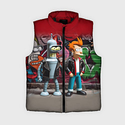 Женский жилет Bender bending robot and Fry - ai art graffiti, цвет: 3D-черный