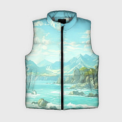 Женский жилет Художественный берег со скалами, цвет: 3D-светло-серый