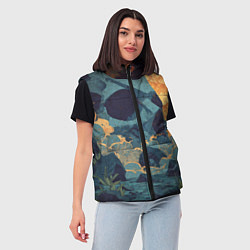 Женский жилет Металл арт - долина - череп, цвет: 3D-черный — фото 2