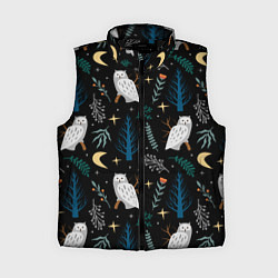 Женский жилет Сова в зимнем лесу, цвет: 3D-черный