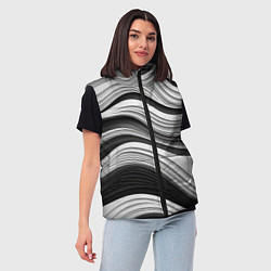 Женский жилет Абстракция серые и черные линии, цвет: 3D-черный — фото 2