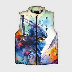 Женский жилет Японский ниндзя - акварельный набросок, цвет: 3D-черный