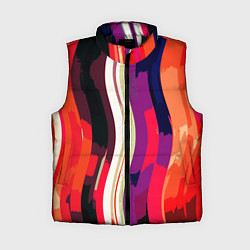 Женский жилет Красный абстрактные волнистые полосы, цвет: 3D-черный