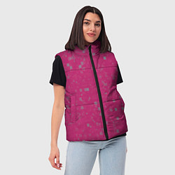 Женский жилет Color pink brown squares, цвет: 3D-черный — фото 2