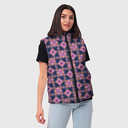 Женский жилет Фиолетово-розовый геометрический паттерн, цвет: 3D-черный — фото 2