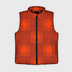 Женский жилет Красные ромбы на решетке из линий, цвет: 3D-черный