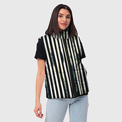 Женский жилет Абстрактные полосы чёрно-белый, цвет: 3D-черный — фото 2