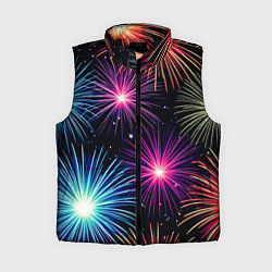 Женский жилет Стилизованный праздничный салют, цвет: 3D-черный