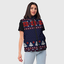 Женский жилет Новогодний вязаный узор, цвет: 3D-черный — фото 2