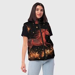 Женский жилет Огненные лошади - паттерн, цвет: 3D-черный — фото 2