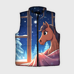 Женский жилет Лошадка зимней звездной ночью