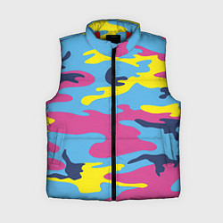 Женский жилет Камуфляж: голубой/розовый/желтый, цвет: 3D-красный