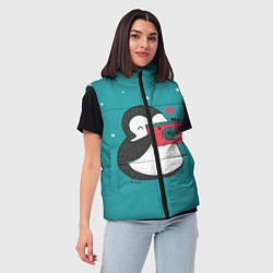 Женский жилет Пингвин с фотоаппаратом, цвет: 3D-красный — фото 2