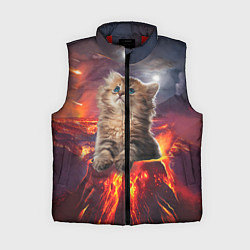 Женский жилет Кот на вулкане, цвет: 3D-красный
