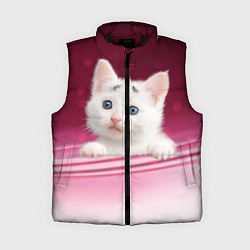 Женский жилет Белый котёнок, цвет: 3D-черный