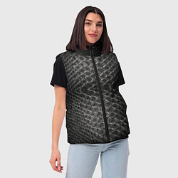 Женский жилет Черная кожа, цвет: 3D-красный — фото 2