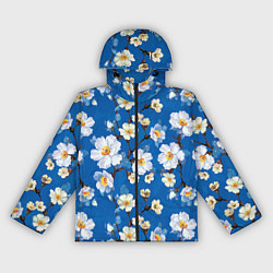 Ветровка с капюшоном женская Цветы ретро 5, цвет: 3D-черный