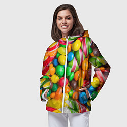 Ветровка с капюшоном женская Сладкие конфетки, цвет: 3D-белый — фото 2