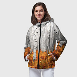 Ветровка с капюшоном женская Березовая роща, цвет: 3D-черный — фото 2