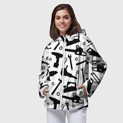Ветровка с капюшоном женская Строитель 7, цвет: 3D-белый — фото 2