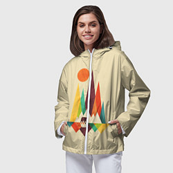 Ветровка с капюшоном женская Медведь в горах, цвет: 3D-белый — фото 2