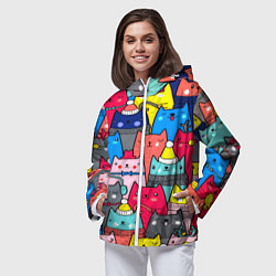 Ветровка с капюшоном женская Отряд котиков, цвет: 3D-белый — фото 2