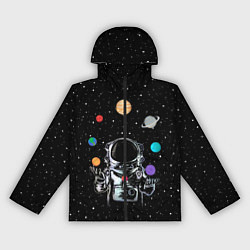 Ветровка с капюшоном женская Космический жонглер, цвет: 3D-черный