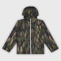 Ветровка с капюшоном женская Лесной камуфляж, цвет: 3D-белый