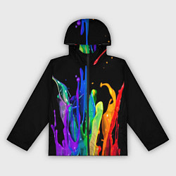 Ветровка с капюшоном женская Всплеск красок, цвет: 3D-черный