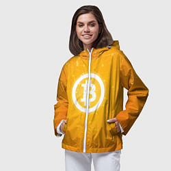 Ветровка с капюшоном женская Bitcoin Orange, цвет: 3D-белый — фото 2