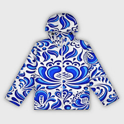 Ветровка с капюшоном женская Роспись гжель, цвет: 3D-белый