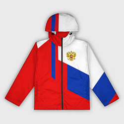 Ветровка с капюшоном женская Russia: Geometry Tricolor, цвет: 3D-черный