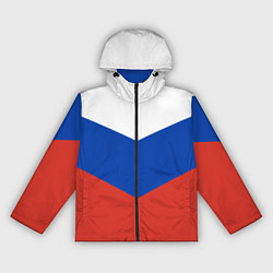 Ветровка с капюшоном женская Российский триколор, цвет: 3D-черный