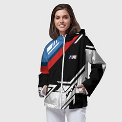 Ветровка с капюшоном женская BMW GEOMETRY SPORT БМВ M PERFORMANCE, цвет: 3D-белый — фото 2