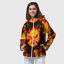 Ветровка с капюшоном женская Cyberpunk 2077: FIRE SAMURAI, цвет: 3D-белый — фото 2